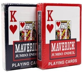 Maverick Playing Cards, Poker Jumbo Index  1/ 2 Blue 1/2 Red - 2 deck minimum main image